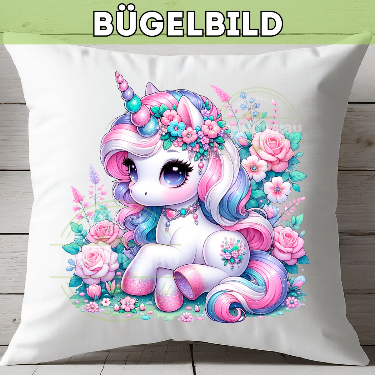 Bügelbild Einhorn White Edition Nr. 4